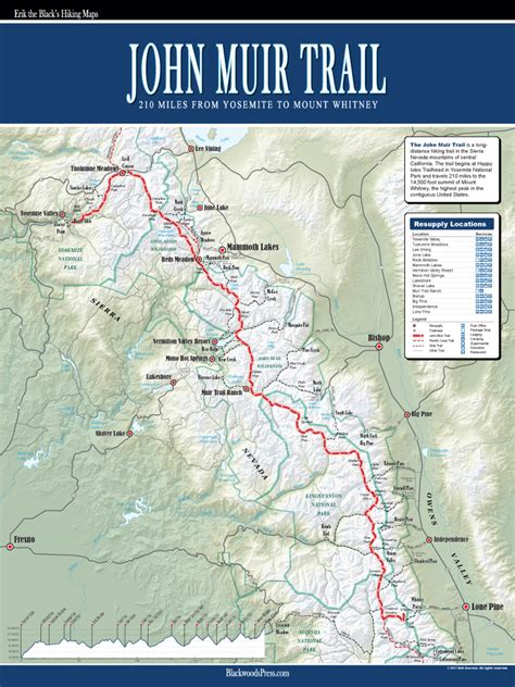 Map of the John Muir Trail
